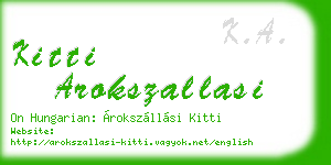 kitti arokszallasi business card